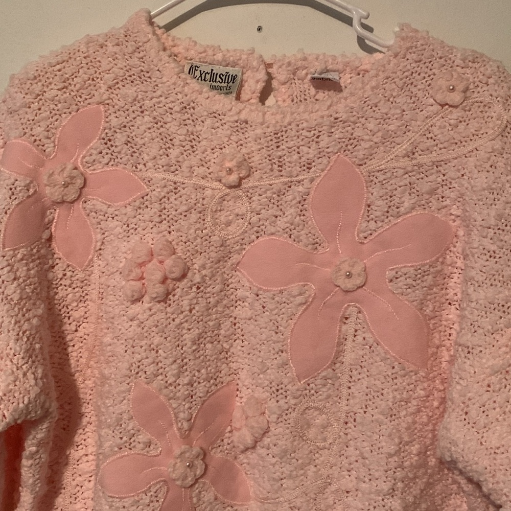 Exclusive Imports Embellished Soft Pink Vintage Sweater - Picture 2 of 8